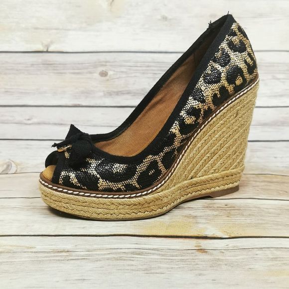 Tory Burch Shoes - Tory Burch animal print espadrille wedge s…